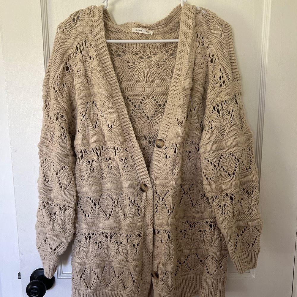 Neuflora Beige Knit Cardigan XS